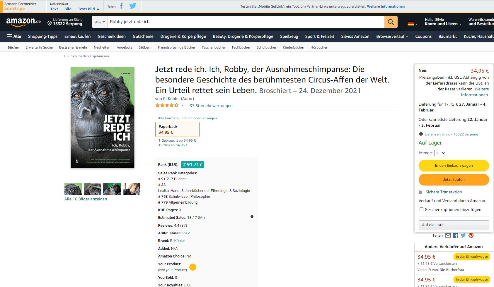 Amazon Verkaufs BSR Wert für "Robby - jetzt rede ich"