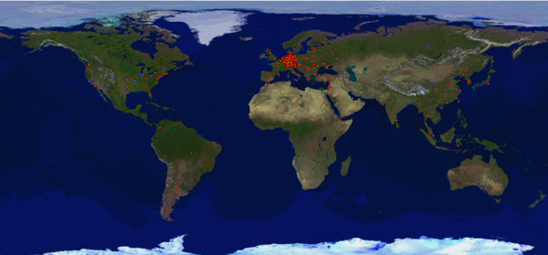 Standorte der Zugriffe Dezember 2014 (Welt). Dieses kann auch auf der Webseite rechts unten immer Aktuell angeschaut werden.