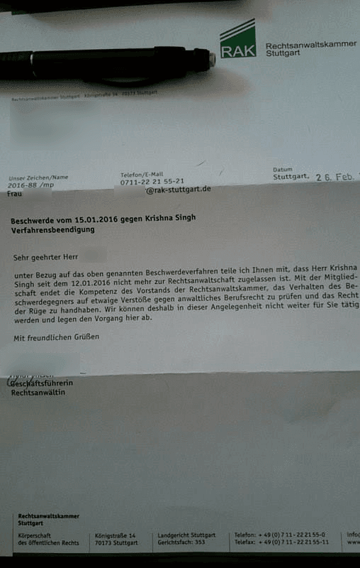 GERATI erstattet Strafanzeige gegen Richter des Landgerichts Berlin, dem ehemaligen Justizsenator von Berlin Dirk Behrendt und PETA Rechtsanwalt Christian Arleth 1 Syndikusanwalt von PeTA Krishna Singh besitzt keine Zulassung mehr