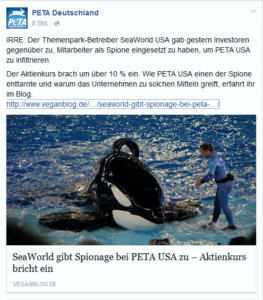 Screenshot: PeTA Facebook