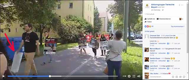Gänzlich überzeugter Tierrechtler? / Screenshot Facebook Video Aktionsgruppe Tierrechte Bayern