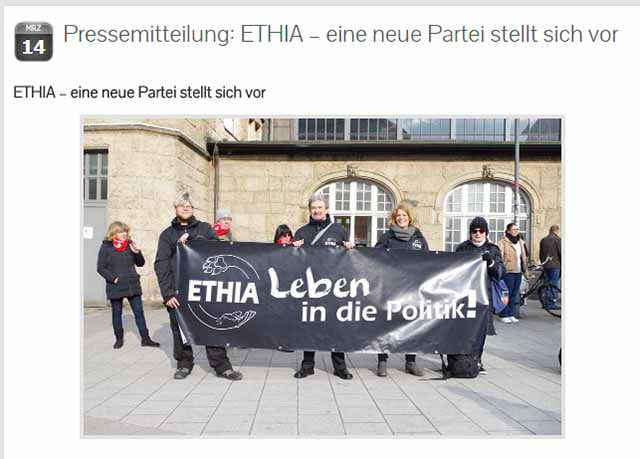 Slogan der Ethia Partei - Screenshot ethia.de