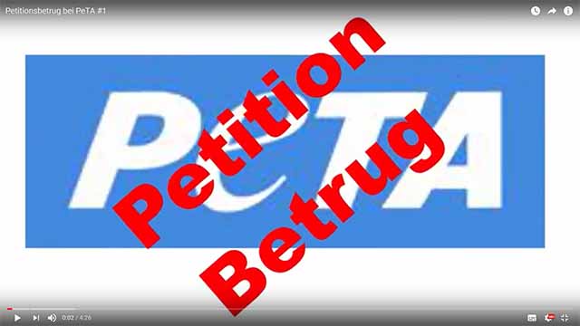 PeTA Petitionen getarnte Straftaten
