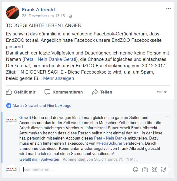 Kommentar von GERATI wird durch Frank Albrecht gelöscht