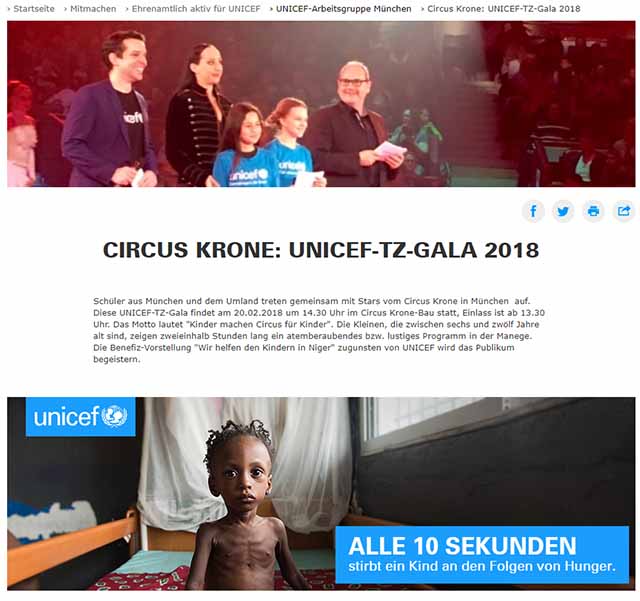 Screenshot UNICEF.de Spendengala beim Circus Krone / https://www.unicef.de/mitmachen/ehrenamtlich-aktiv/-/arbeitsgruppe-muenchen/circus-krone--unicef-tz-gala-2018/158330