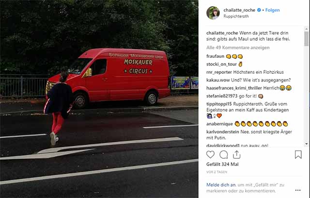 Charlotte Roche droht Zirkus aufs Maul zu hauen / Screenshot Instagram
