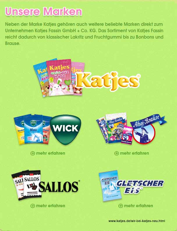 Diese Marken gehören zu Katjes / Screenshot: katjes.de