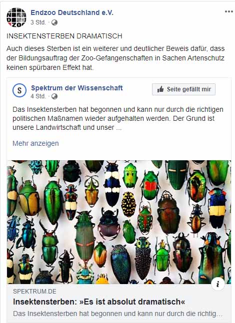 Screenshot Facebook Seite Endzoo Deutschland