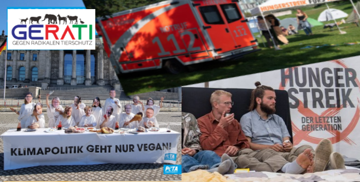 Während andere Klimaaktivisten im Hungerstreik vor dem Reichstag kampieren, feiert Peta wenige Meter daneben eine vegane Fressorgie!