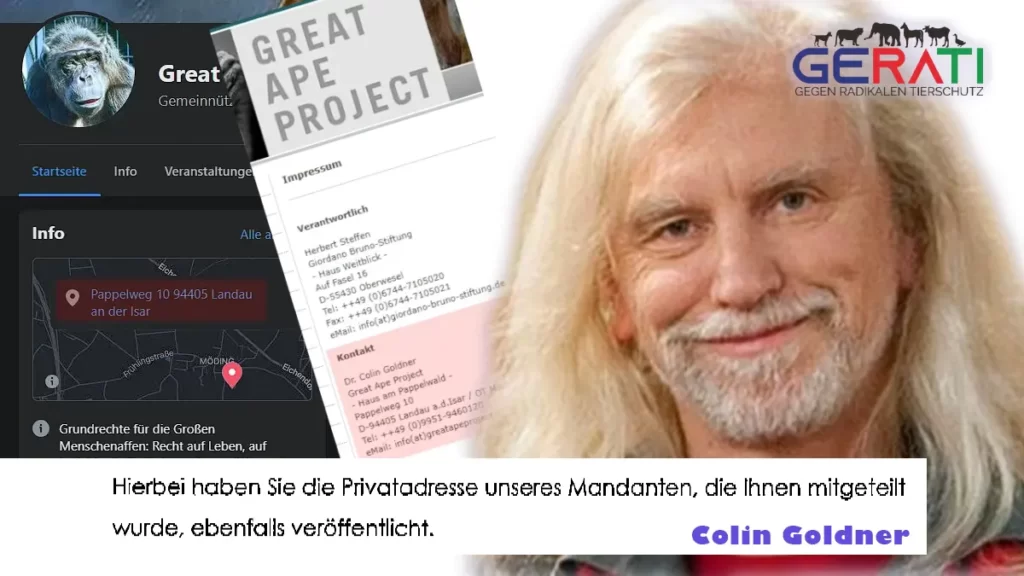 Colin Goldner vom Great Ape Project wendet sich erneut über seine Rechtsanwälte an GERATI