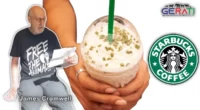 Schauspieler James Cromwell klebt sich für PETA an einen Starbucks Tresen