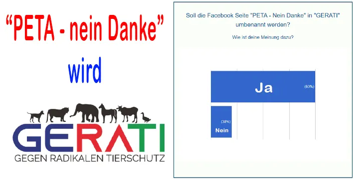 Warum ich den Namen der Facebook-Seite „PETA – Nein Danke“ in „GERATI“ ändern werde