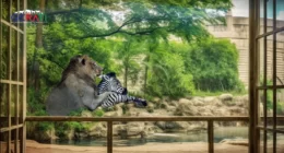 Auf dem Titelbild ist ein Löwe im Leipziger Zoo zu sehen, wie er ein Zebra frisst. Die Zoobesucher um ihn herum sind fasziniert von der Kraft und Schönheit des Raubtiers. Der Zoo bietet seinen Besuchern die Möglichkeit, diese majestätischen Tiere hautnah zu erleben und mehr über ihre Lebensweise und ihren Schutz zu erfahren. Trotz des dramatischen Moments auf dem Bild ist der Zoo ein Ort, an dem die Besucher die Natur in all ihrer Vielfalt und Schönheit erleben können.