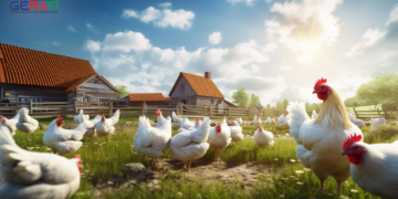 Dänemark revolutioniert die Hähnchenmast: Stärkung des Tierschutzes für langsam wachsende Masthühner 28 Ein Bild zeigt eine moderne Hühnerfarm in Dänemark, die sich auf den Tierschutz in der Hühnerhaltung konzentriert.