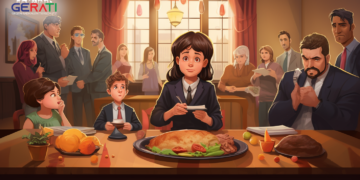 Gerichtsurteil 2023 - Kind darf nicht umfassend vegan ernährt werden 11 Enttäuschtes Kind und besorgte Eltern in einem Gerichtssaal, in dem ein Gerichtsurteil gegen eine vegane Ernährung für ein Kind gefällt wird.