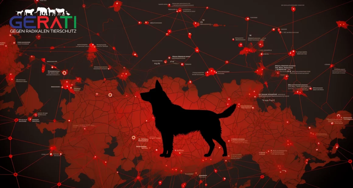 Karte von Thüringen mit roten Punkten, die die Standorte von gemeldeten Tierverbrechen markieren, zusammen mit Silhouetten verschiedener Tiere, um die Opfer darzustellen.
