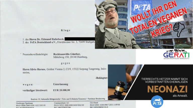 Neue Klage 27 O 102/22 von Haferbeck und PETA ist eingetroffen