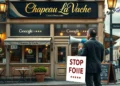 Protest vor französischem Restaurant in Bremen mit Foie-Gras-Kritikern und Passanten