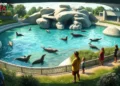 Zoo Dortmund im Wandel – Tierwohl statt Ideologie 44 Modernes Robbenbecken im Zoo Dortmund mit schwimmenden Seelöwen und natürlicher Umgebung