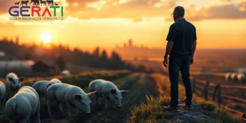 Das Titelbild zeigt eine lebendige, fotorealistische Szene mit zwei gegensätzlichen Perspektiven: Auf der einen Seite sieht man einen friedlichen, ländlichen Bauernhof, auf dem Schweine zufrieden unter einem warmen, goldenen Sonnenuntergang weiden, was die harmonische und fürsorgliche Sichtweise der Landwirte symbolisiert. Auf der anderen Seite ist eine subtile, schattige Silhouette eines Tierrechtsaktivisten am Rand des Hofes zu erkennen, der aufmerksam das Tierwohl überwacht. Im Hintergrund deutet eine verschwommene Stadtsilhouette auf den Einfluss der Medien und gesellschaftliche Debatten hin. Das Bild thematisiert die Spannung und die Notwendigkeit des Dialogs rund um Stalleinbrüche, wobei Natur und menschliche Elemente miteinander verflochten sind und Gleichgewicht sowie Verständnis betont werden.