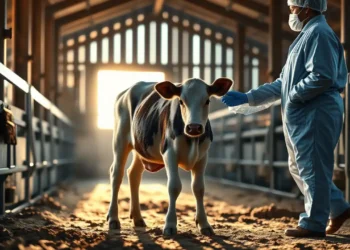 Tierärztin sediert ein Kalb in einem hellen Stall in Niedersachsen als Symbol für die neue Regelung zur Kälberkastration Niedersachsen