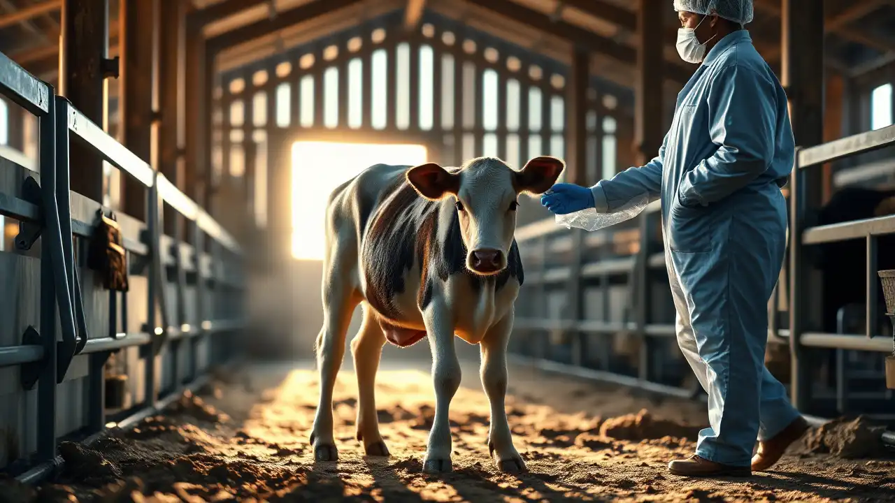 Tierärztin sediert ein Kalb in einem hellen Stall in Niedersachsen als Symbol für die neue Regelung zur Kälberkastration Niedersachsen