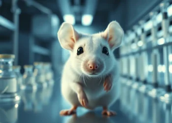 Botox Tierversuche: Was wirklich hinter dem Nervengift steht – und warum PETAs Darstellung verkürzt ist 30 Ein weißes Labormaus sitzt in einem durchsichtigen Käfig in einem Labor, umgeben von unscharfen Instrumenten, und zeigt die Verletzlichkeit hinter Botox Tierversuche