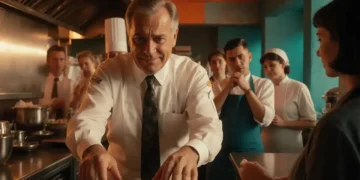 Fake-Kontrolleur täuscht Berliner Restaurant – und die Folgen sind alles andere als „Satire“ 20 Ein Fake-Kontrolleur greift in einer Restaurantküche mit bloßen Händen in Speisen, während irritierte Mitarbeitende im Hintergrund zusehen