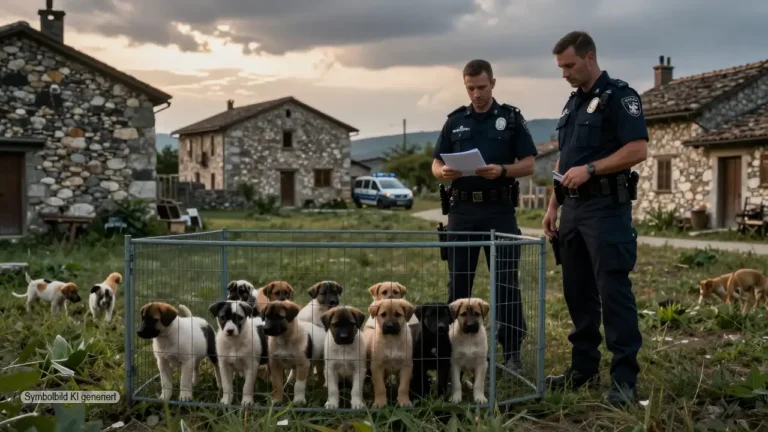 Behördlicher Einsatz mit Welpen in ländlicher Gemeinde als Sinnbild für den Tierschutz Skandal San Giorgio