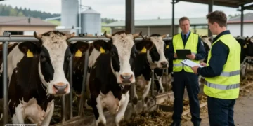 Tierhalteverbot Rinderbetrieb Bad Grönenbach: Neue Eskalationsstufe im Allgäuer Tierschutzskandal 18 Tierhalteverbot Rinderbetrieb Bad Grönenbach: Kühe stehen in einem Allgäuer Rinderstall, während eine Kontrollbehörde den Betrieb überprüft.