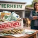 Tierheim lehnt Spende ab – Geldbox mit Euro-Scheinen vor Tierheim symbolisiert, wie aus Ideologie Tierschutzspenden ablehnen wird.