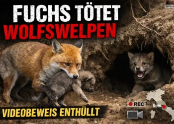 Fuchs tötet Wolfswelpen Videobeweis zeigt Angriff eines Rotfuchses auf Wolfswelpen am Bau