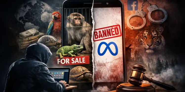 Meta greift durch: Wildtier-Schwarzmarkt im Visier – oder nur Symbolpolitik? 11 Smartphone zeigt illegalen Tierhandel im Wildtier Schwarzmarkt Social Media mit exotischen Tieren und Meta-Verbotssymbol
