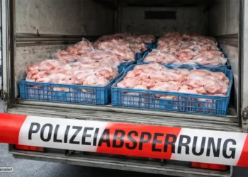 Ungekühltes Hähnchenfleisch Transport in Lieferwagen von Polizei gestoppt – große Mengen Fleisch ohne Kühlung entdeckt