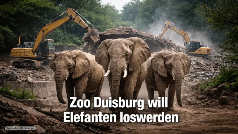 Zoo Duisburg Elefanten vor Abriss ihres Geheges durch Bauarbeiten