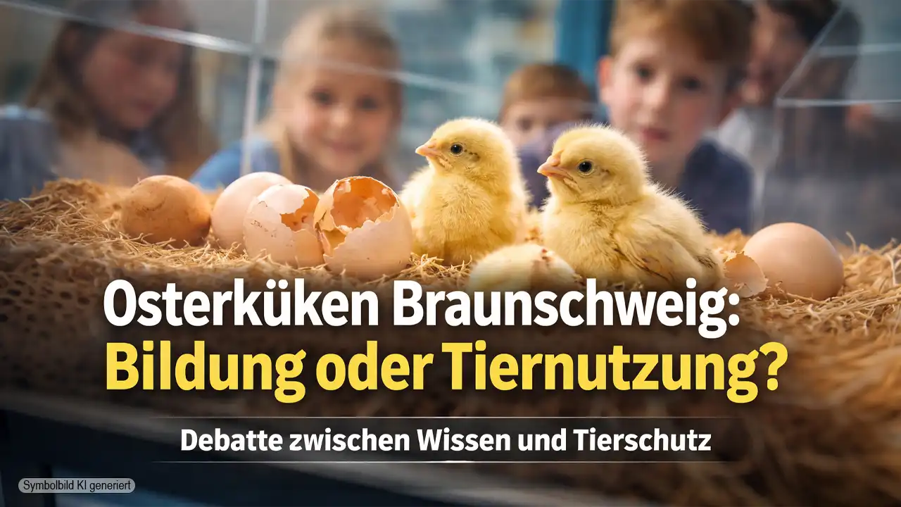 Osterküken Braunschweig Kritik – Küken schlüpfen im Brutkasten während Kinder im Museum zuschauen