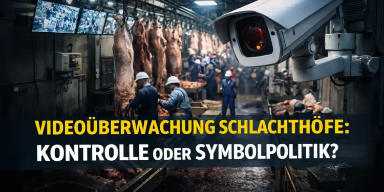 Videoüberwachung Schlachthöfe zeigt Kameras in einem industriellen Fleischbetrieb zur Kontrolle von Tierschutz