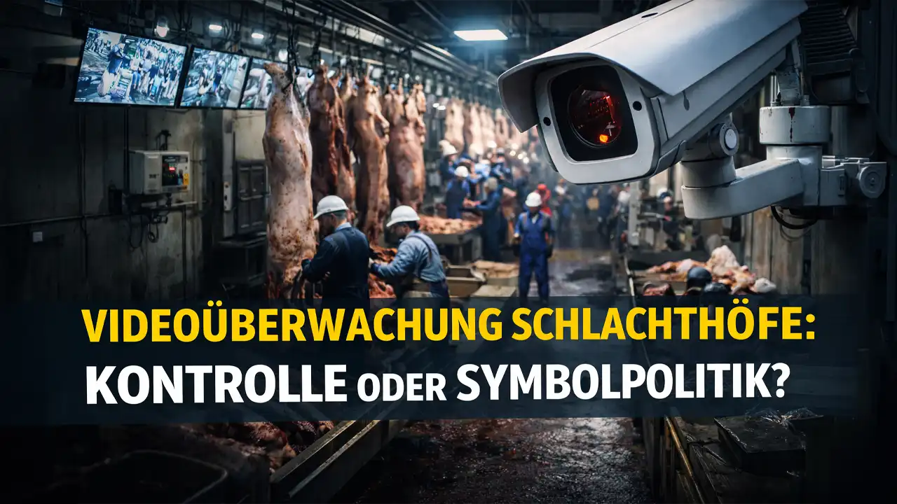 Videoüberwachung Schlachthöfe zeigt Kameras in einem industriellen Fleischbetrieb zur Kontrolle von Tierschutz
