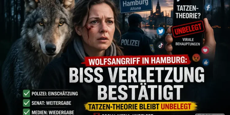 Wolfsangriff Hamburg: Wie aus einer bestätigten Bissverletzung plötzlich nur noch eine ‚Tatze‘ wurde 11 Wolfsangriff Hamburg Bissverletzung: Frau mit Gesichtsverletzung, Wolf, Polizei und Social Media Debatte im Hintergrund