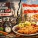 Meat Exhaustion Day: Wenn das Schnitzel plötzlich zum Politikum wird 8 Satirisches Titelbild zum Meat Exhaustion Day Österreich mit Protestszene gegen Fleischkonsum und Wiener Schnitzel als Gegenpol