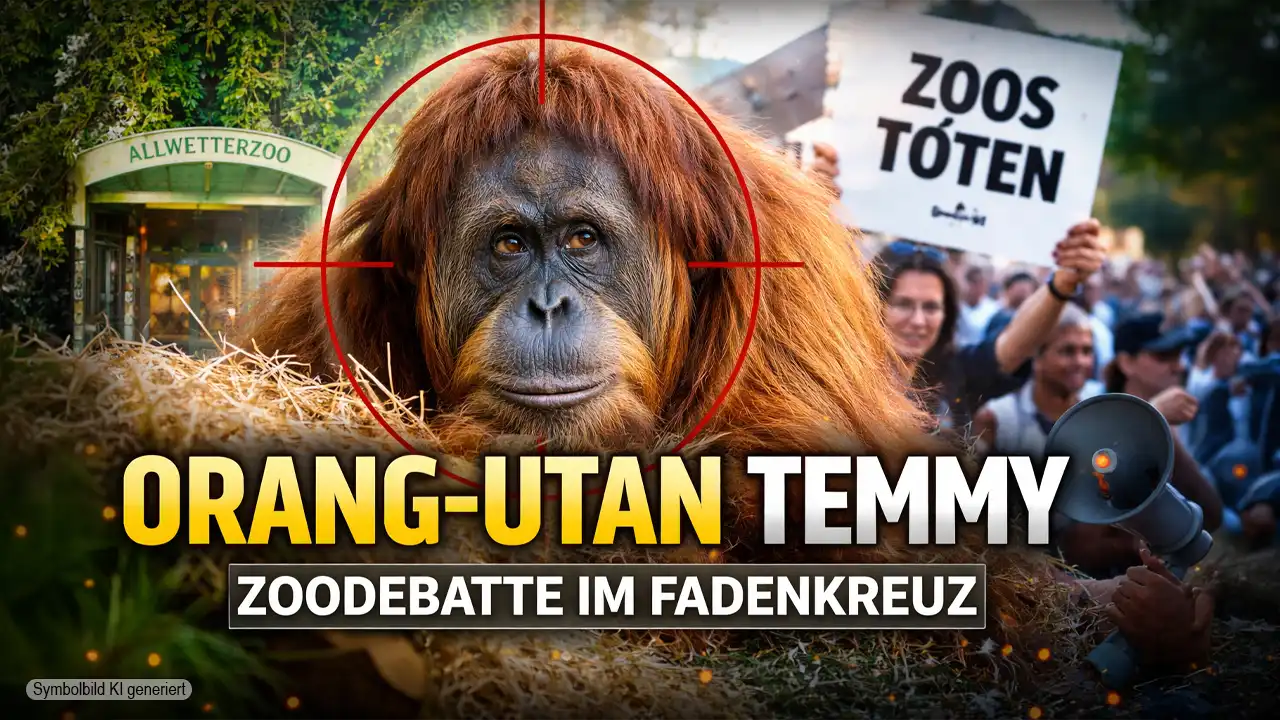Orang-Utan Temmy im Fokus der Zoodebatte, Symbolbild für Kritik an Zoohaltung und PETA-Kampagnen
