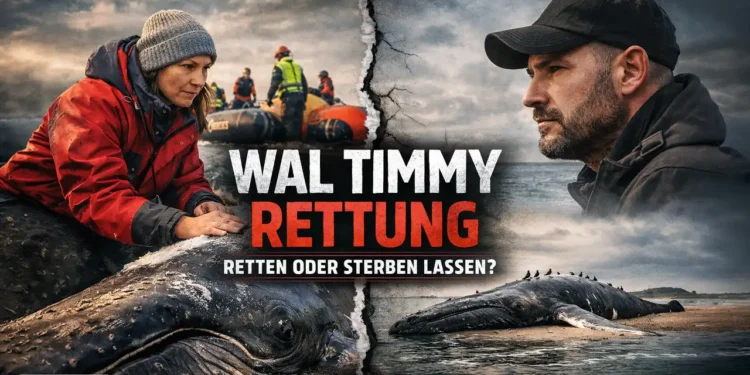 Wal Timmy Rettung zeigt gestrandeten Buckelwal in der Ostsee während Rettungsversuch und kontroverser Debatte zwischen Experten und Tierärztin