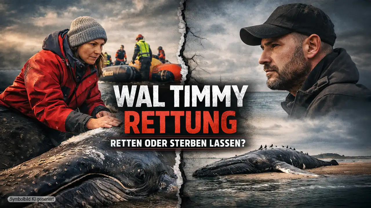 Wal Timmy Rettung zeigt gestrandeten Buckelwal in der Ostsee während Rettungsversuch und kontroverser Debatte zwischen Experten und Tierärztin