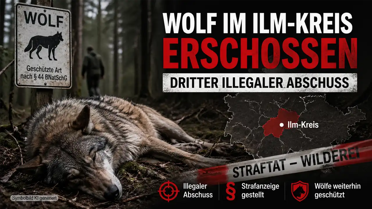 Illegaler Wolfsabschuss Thüringen: Toter Wolf liegt im Wald, Symbolbild für einen weiteren illegalen Abschuss im Ilm-Kreis.