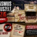 Vandalismus Zirkus Leipzig: Beschmiertes Zirkuszelt mit Graffiti „Tierquälerei“ und Täter im Hintergrund
