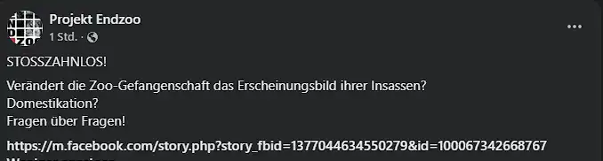 Screenshot Beitrag auf Facebook von Frank Albrecht von Endzoo