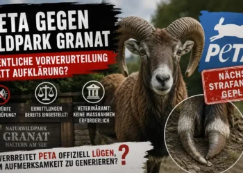 PETA Wildpark Granat Kritik: Titelbild mit Mufflon im Naturwildpark Granat und kritischer Darstellung der erneuten PETA-Vorwürfe.