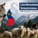 Liechtenstein folgt Nachbarländern: Wolf verliert Sonderstatus – mehr Spielraum zum Schutz von Nutztieren 10 Wolf vor einer Schafherde in den Alpen mit Liechtenstein-Karte im Hintergrund. Das Bild symbolisiert die Debatte um den Wolf Schutzstatus Liechtenstein und den Schutz von Nutztieren.