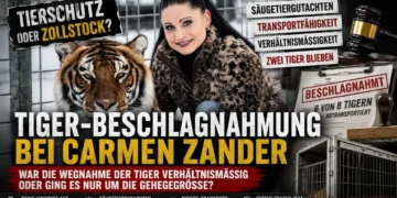 Tiger-Beschlagnahmung bei Carmen Zander: Ging es wirklich um Tierschutz oder lediglich um den Zollstock? 19 Tiger-Beschlagnahmung Carmen Zander: Carmen Zander mit einem Tiger – Symbolbild zur Debatte über die Beschlagnahmung und die Verhältnismäßigkeit der behördlichen Maßnahme.