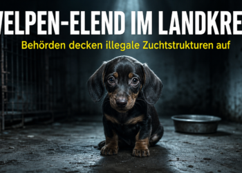 illegaler Hundehandel: Ein verängstigter Dackelwelpe in einem dunklen Raum als Symbol für den illegalen Hundehandel.